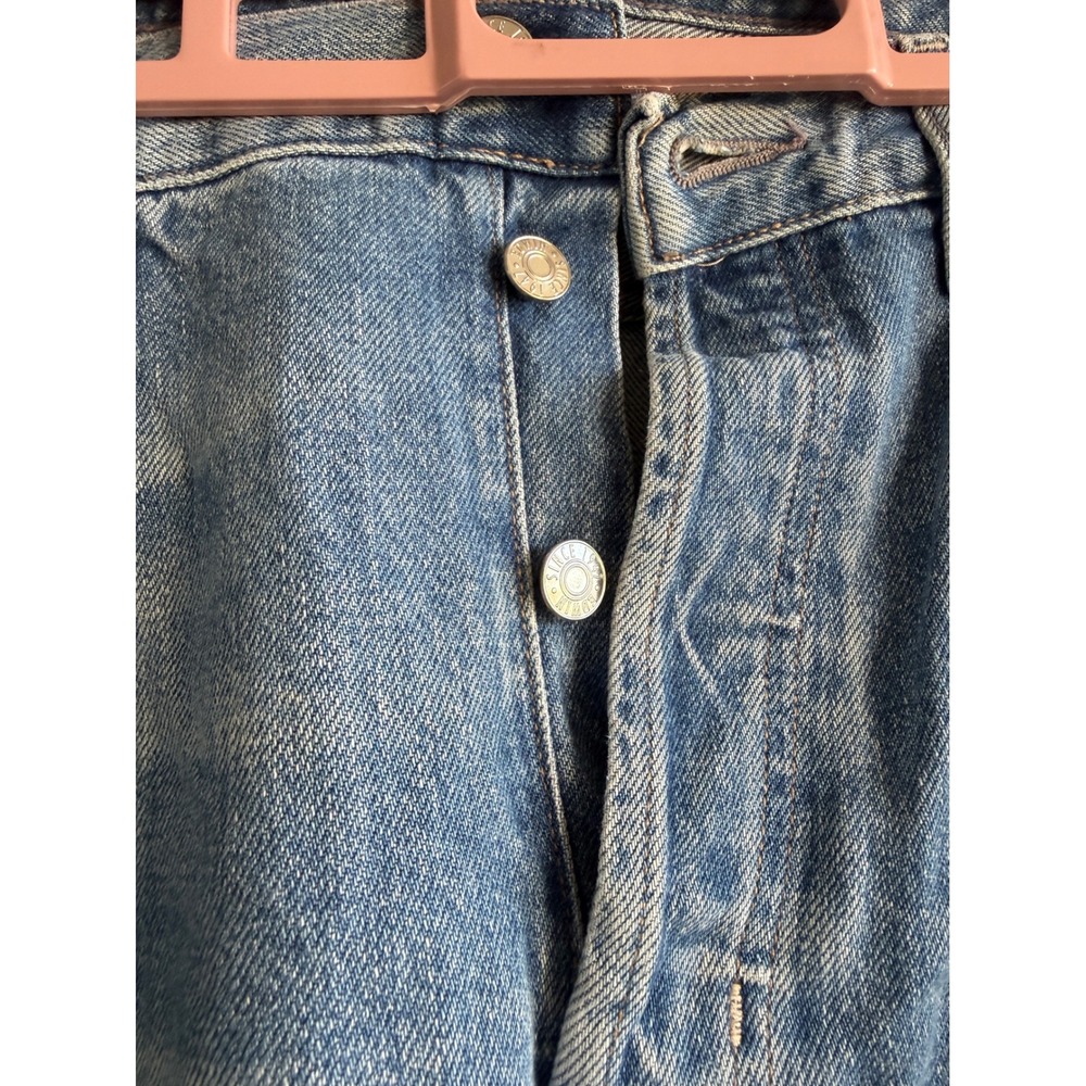 Edwin Classic Straight Mens Distressed Light Wash Blue Denim Jeans Button Fly - Picture 5 of 12